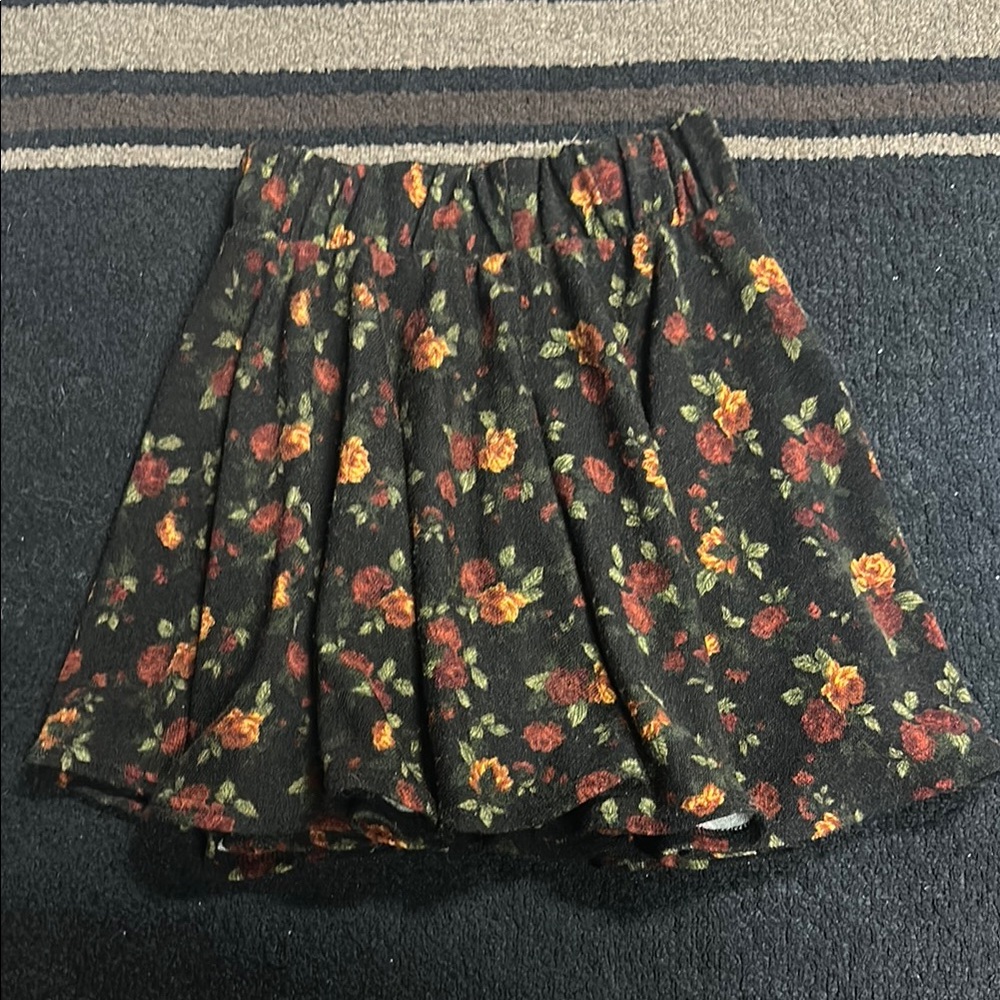 Floral Black Skirt